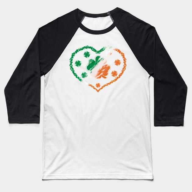 Heart Irish Clover Baseball T-Shirt by Xatutik-Art